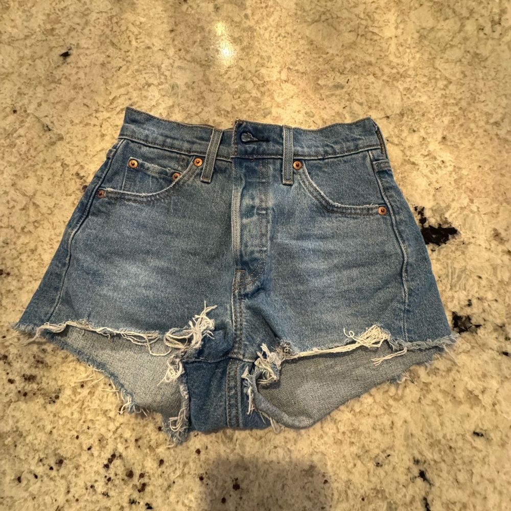 Levi's Blue 501 Distressed Jean Shorts
